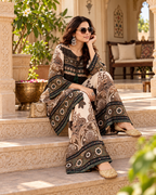 Premium Festive Rayon Kurti Palazzo Set(Black)