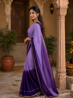 Viscose Georgette Saree With Unstitched Blouse(Purple)