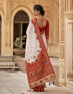 Premium Gota Silk Saree With Unstitched Blouse(Red)