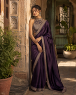 Load image into Gallery viewer, Soft Blooming Tissue Silk Saree With Unstitched Blouse(Purple)
