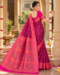 Soft Banarasi Silk Saree With Unstitched Blouse(Maroon)