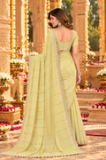 Pure Prada Silk Saree with Unstitched Blouse(Yellow)