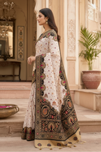 Premium Gota Silk Saree With Unstitched Blouse(Black)