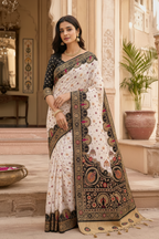 Premium Gota Silk Saree With Unstitched Blouse(Black)