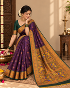 Soft Banarasi Silk Saree With Unstitched Blouse(Wine)