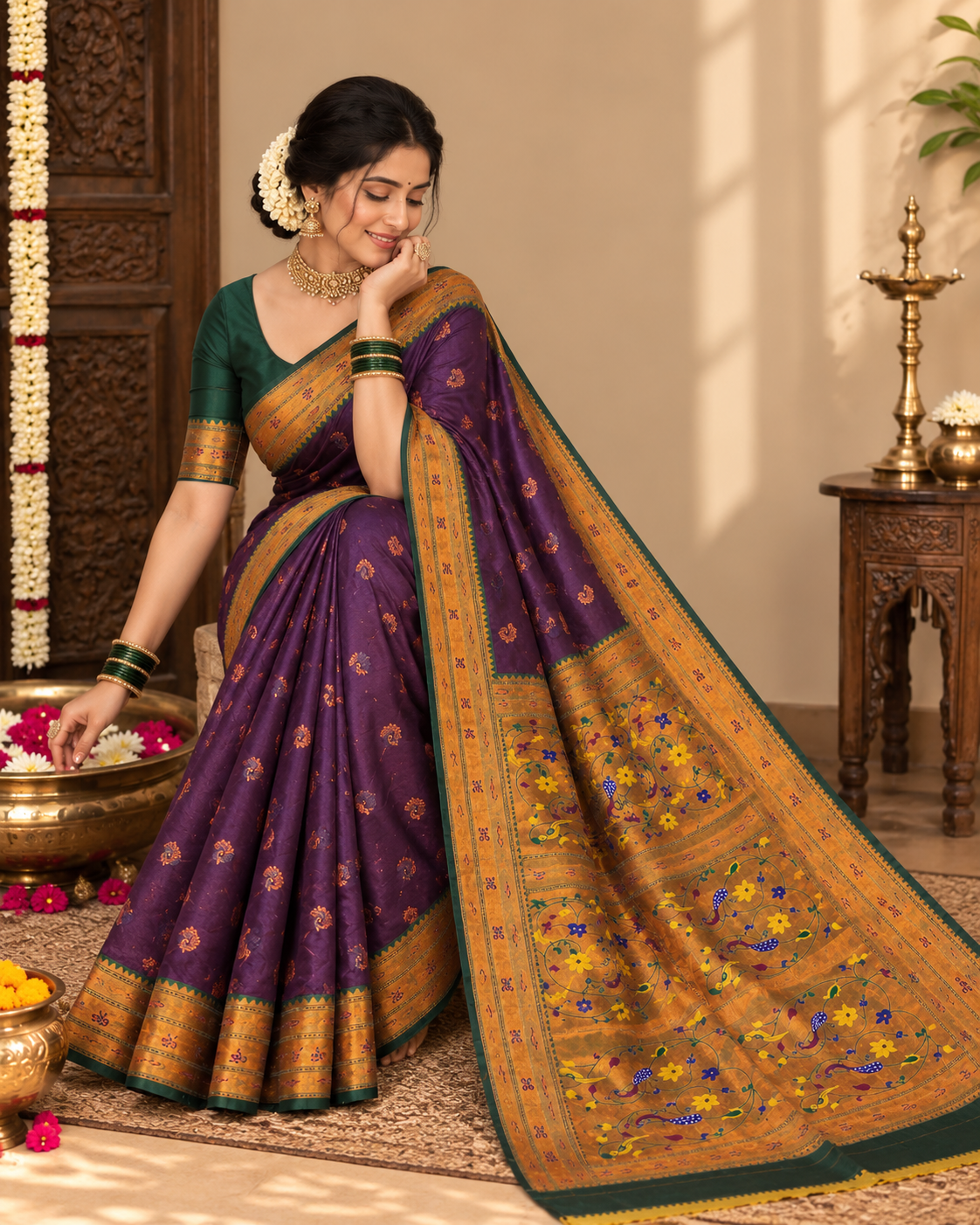 Soft Banarasi Silk Saree With Unstitched Blouse(Wine)