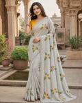 Rangoli Silk Party Wear Saree With Unstitched Blouse(Silver)