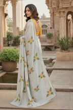 Rangoli Silk Party Wear Saree With Unstitched Blouse(Silver)