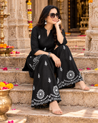 Pure Cotton Embroidery Work Co-Ord Set(Black)
