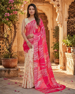 Load image into Gallery viewer, Satin Silk Printed Saree With Unstitched Blouse(Rani)
