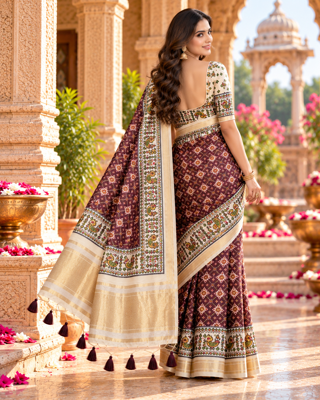 Handloom Silk Zari Border Work Saree With Unstitched Blouse(Maroon)