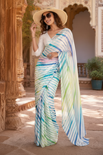Load image into Gallery viewer, Satin Silk Printed Saree With Unstitched blouse( Multicolor)
