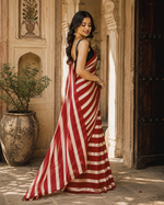 Load image into Gallery viewer, Pure Silk Ajrakh Print Saree With Unstitched Blouse(Red)
