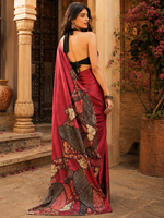 Load image into Gallery viewer, Premium Satin Silk Printed Saree With Unstitched Blouse(Red)
