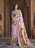 Premium Crepe Silk Saree With Unstitched Blouse(Lavender)