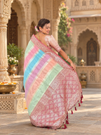 Soft Banarasi Silk Designer Saree With Unstitched Blouse (Light Pink)