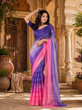 Premium Dual Tone Silk Saree With Unstitched Blouse(Pink)