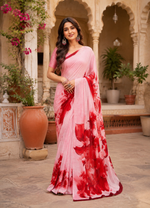 Load image into Gallery viewer, Crepe Silk Digital Print Saree With Unstitched Blouse(Pink)
