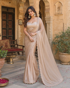Premium Silk Party Wear Saree With Unstitched Blouse(Silver)