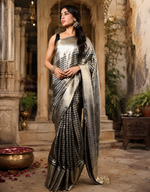 Load image into Gallery viewer, Pure Litchi Silk Saree With Unstitched Blouse(Grey)
