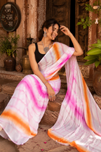 Georgette Ready To Wear Saree With Unstitched Blouse(Orange)