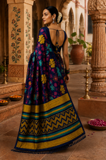 Load image into Gallery viewer, Georgette Printed Saree With Unstitched Blouse(Blue)
