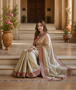 Load image into Gallery viewer, Twill Net Dori Embroidery Work Saree With Unstitched Blouse(Grey)
