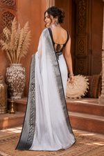 Load image into Gallery viewer, Soft Organza Saree With Unstitched Blouse(Black)
