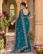 Rangoli Silk Embroidery Work Saree With Unstitched Blouse(Morpich)
