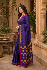 Load image into Gallery viewer, Soft Pure  Cotton Printed  With Unstitched Blouse(Blue)
