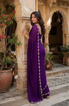 Jimmy Choo Bollywood Saree With Unstitched Blouse(Purple)