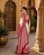 Load image into Gallery viewer, Premium Satin Silk Printed Saree With Unstitched Blouse(Red)
