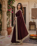 Georgette Lace Border Saree With Unstitched Blouse(Maroon)