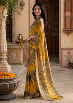 Soft Georgette Ready To Wear Saree With Unstitched Blouse(Yellow)