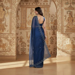 Load image into Gallery viewer, Women's Jimmy choo Embellished Bollywood Saree With Unstitched Blouse 5.5Mtr (Blue) Kashvii
