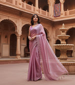 Load image into Gallery viewer, Women's Jimmy choo Embellished Bollywood Saree With Unstitched Blouse 5.5Mtr (Magenta) Kashvii

