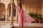 Load image into Gallery viewer, Women's Jimmy choo Embellished Bollywood Saree With Unstitched Blouse 5.5Mtr (Pink) Kashvii
