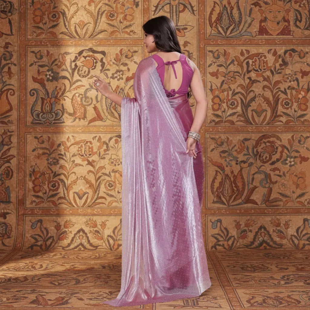 Women's Jimmy choo Embellished Bollywood Saree With Unstitched Blouse 5.5Mtr (Magenta) Kashvii