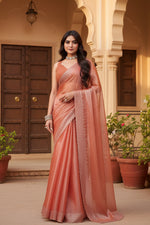 Load image into Gallery viewer, Women's Jimmy choo Embellished Bollywood Saree With Unstitched Blouse 5.5Mtr (Orange) Kashvii
