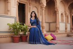 Load image into Gallery viewer, Women's Jimmy choo Embellished Bollywood Saree With Unstitched Blouse 5.5Mtr (Blue) Kashvii
