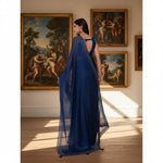 Load image into Gallery viewer, Women's Jimmy choo Embellished Bollywood Saree With Unstitched Blouse 5.5Mtr (Blue) Kashvii

