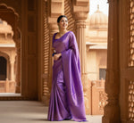 Load image into Gallery viewer, Women's Litchi silk Printed Saree With Unstitched Blouse (Purple) Kashvii
