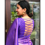 Load image into Gallery viewer, Women's Litchi silk Printed Saree With Unstitched Blouse (Purple) Kashvii
