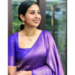 Load image into Gallery viewer, Women's Litchi silk Printed Saree With Unstitched Blouse (Purple) Kashvii
