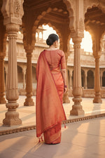 Load image into Gallery viewer, Women's Litchi silk Printed Saree With Unstitched Blouse (Red)
