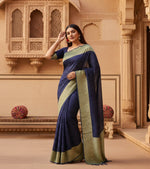 Load image into Gallery viewer, Women's Litchi silk Printed Saree With Unstitched Blouse (Blue) Kashvii
