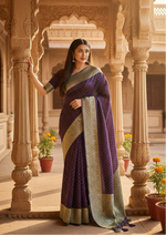 Load image into Gallery viewer, Women's Litchi silk Printed Saree With Unstitched Blouse (Purple) Kashvii
