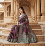 Load image into Gallery viewer, Women's Litchi silk Printed Saree With Unstitched Blouse (Maroon)

