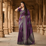 Load image into Gallery viewer, Women's Litchi silk Printed Saree With Unstitched Blouse (Purple) Kashvii
