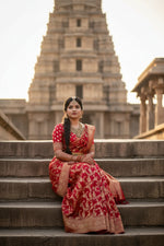 Load image into Gallery viewer, Women's Litchi silk Printed Saree With Unstitched Blouse (Red) Kashvii
